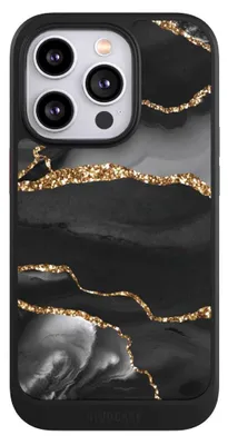 Produktbild von NIVOCASE Hülle für Apple iPhone 14 Pro  Handyhülle NIVOcore Case Schwarz Glitzer Look Marmor Muster