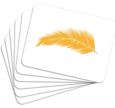 Produktbild von MG Design Set aus 6 Kork-Platzsets - Feather Gold - 30 x 40 cm - hitzebeständig & abwischbar, mit Korkrückseite