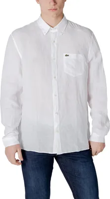 Image de Chemise en lin Lacoste pour homme, blanche, printemps/été 484217 : taille - 43 Taille : 43