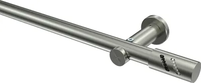 Produktbild von Interdeco Gardinenstange / Vorhangstange Edelstahl-Optik, Typ Platon Zoena (Glitzerzylinder) ohne Ringe, 20 mm Ø 1-läufig, 180 cm