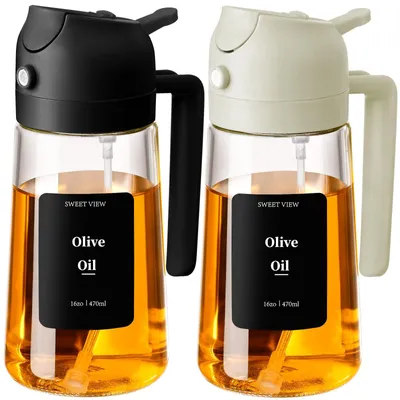 Ölspender & Ölsprüher 2er-Set, 470 ml, Glas, schwarz/weiß