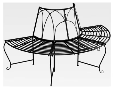 Produktbild von Halbrunde Baumbank aus Metall für den Garten