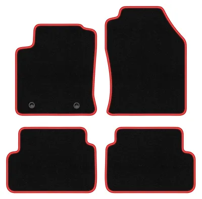 Image de Tapis de sol en moquette pour Ford Focus MK1 (przed liftem) 1998-2001 (à hayon/berline/break) – jeu 4 pièces, noir/rouge, sur mesure – Wielganizator CARLUX