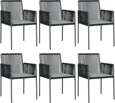 Produktbild von vidaXL Gartenstühle mit Kissen 6 Stk. Schwarz 54x60,5x83,5 cm