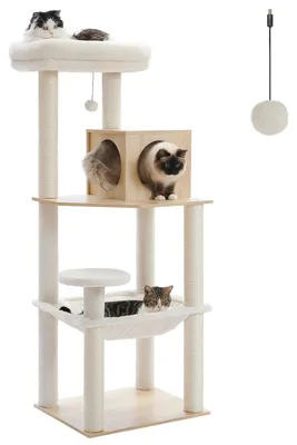 Kratzbaum 143 cm mit Hängematte, Sisal-Säule, beige