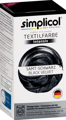 Produktbild von simplicol Textilfarbe intensiv: DIY Färbemittel in 23 Farben inkl. Farb-Fixierer, Farbe:Samt-Schwarz (1818), Größe:1er Pack