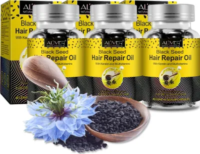 Produktbild von Schwarzkümmelöl Haaröl Haarwachstum Kopfhaut Haarpflege in Kapseln Bio Vegan, 3x 40 Kapseln