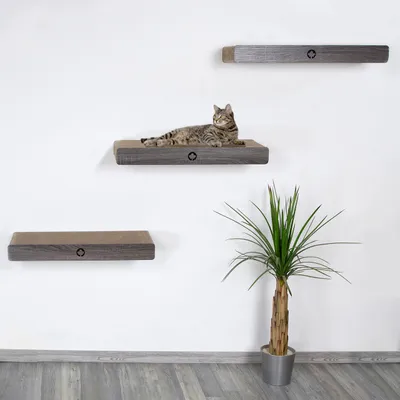 Produktbild von Catwalk 3er Kratzbretter-Set mit verdeckter Wandbefestigung CLOUD · dunkelgrau · ca. 70 x 30 x 8 cm