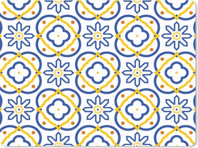 Produktbild von MuchoWow® Mauspad Mousepad Blume - Blau - Gelb - Kacheln - Muster 23x19 cm - Mousepads - Maus Mat - Pad - Mausunterlage - Schreibtischunterlage - Mauspad