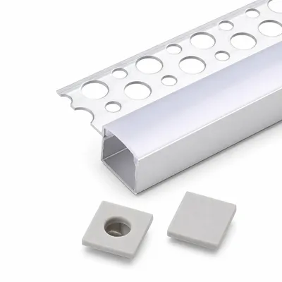 Produktbild von MasterLED Gipskarton Profil Aluminium 2m – LED Leiste Trockenbauprofil mit Milchabdeckung – Inkl. Endkappen & Halterung