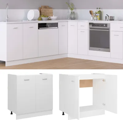 Produktbild von vidaXL Spülenunterschrank Lyon Weiß 80x46x81,5 cm Holzwerkstoff
