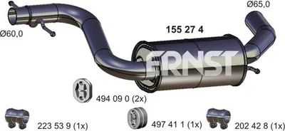 Produktbild von ERNST 155274 Mittelschalldämpfer Schalldämpfer für VW Golf V Schrägheck (1K1) für AUDI A3 Sportback (8PA) A3 Schrägheck (8P1)