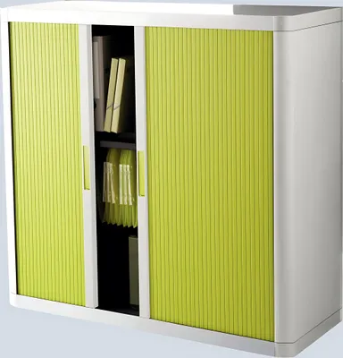 Produktbild von Rollladenschrank easyOffice 1-Meter Schrank, 2 Fachböden, weiß/grün