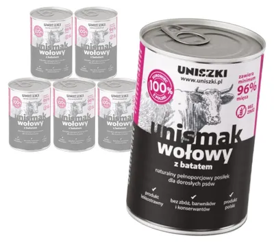 Produktbild von Uniszki Unismak 6x400g getreidefreies Nassfutter für Hunde mit Rind und Süßkartoffel