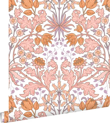Zdjęcie produktu dla ESTAhome Tapeta vintage kwiaty w stylu secesyjnym różowym,pomarańczowymIfioletowym 50 x 900 cm