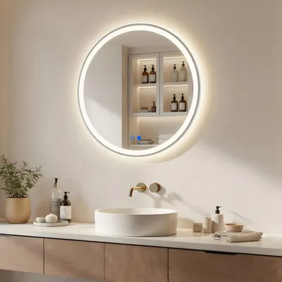 Produktbild von ARTFORMA LED Badspiegel rund 60 cm silber mit Touch und Antibeschlag
