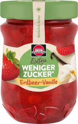 Produktbild von Schwartau Extra Weniger Zucker Erdbeer-Vanille, 300g