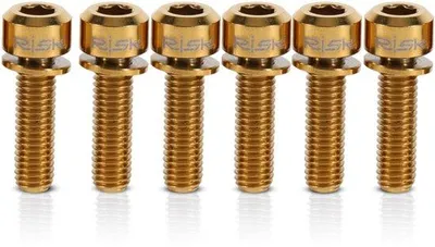 Imagen del producto de Juego de 6 pedales para bicicleta de titanio, aleación de titanio M5 x 18 mm, resistentes a la corrosión, ligeros, de alta resistencia y con un diseño único