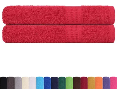 Image de vidaXL Serviettes FROGN, lot de 2, rouge, 100 x 200 cm, 360 g/m²