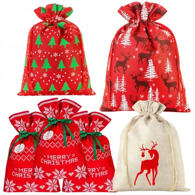 Produktbild von Saketos Weihnachtliche Geschenktüten Nikolaus Geschenkverpackung Set