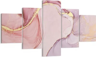 Produktbild von Bild auf Leinwand - Leinwandbild - 5 Teile - Abstraktion Marmor Rosa - 125x70cm - Wand Bild - Wanddeko - Wandbilder - Leinwanddruck - Bilder - Wanddekoration - Leinwand bilder - EA125x70-4528