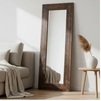 Immagine prodotto di MO.WA Specchio Specchio in legno Specchio a figura intera 57x147 Wengé Specchio da parete Cornice in legno Specchio per corridoio Camera da letto Bagno Specchio per armadio Rustico
