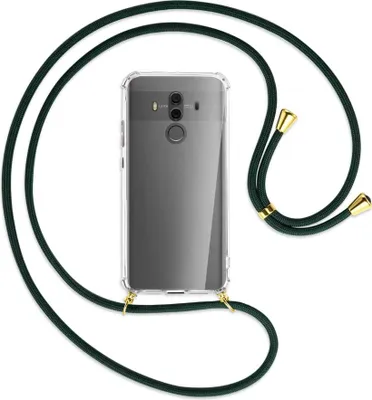 Produktbild von Handykette Backcover-Schutzhülle mit Band (Metall goldfarben) für Huawei Mate 10 Pro - dunkelgrün