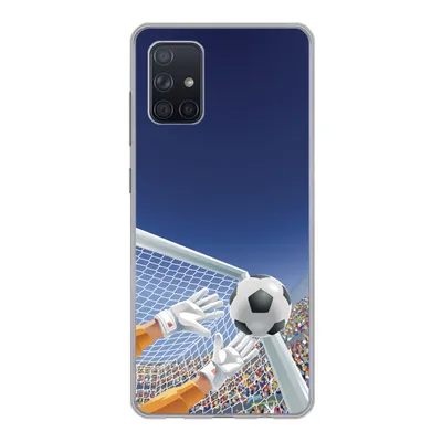 Produktbild von MuchoWow® Handyhülle Schutzhülle Hülle für Samsung Galaxy A51 Eine Illustration eines Torwarts, der den Fußball stoppt - Junge - Mädchen - Kind Silikon Softcase Handy Hülle - Schutzabdeckung