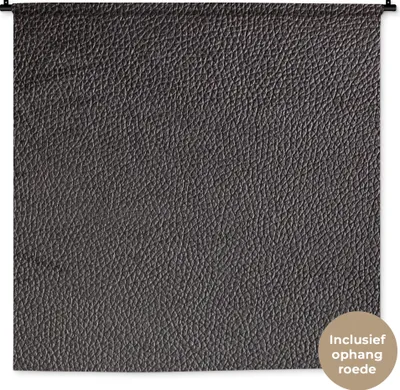 Produktbild von MuchoWow® Wandteppich Wandbehang Leder - Lederoptik - Schwarz - Hell 150x150 cm Tapisserie Dekoration Wandtuch - Wohnaccessoires - Modernes