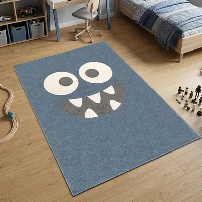 Immagine prodotto di Tappeto da gioco blu con volto di mostro - Dimensioni: 140 x 200 cm