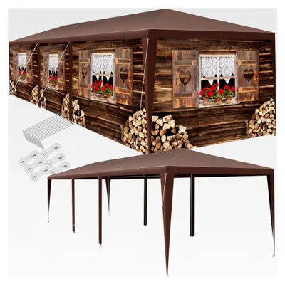 Produktbild von Garten- oder Festivalpavillon, Zelt im Almchalet-Design, mit 6 Seitenteilen, Partyzelt für Terrasse, Unterstand für Gartenmöbel, Event Shelter, Verkaufsstand (3x9 m)