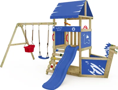 Produktbild von Spielturm Wickey DinkyHouse mit Schaukel im Wikingerdesign in Blau