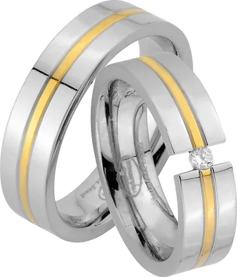 Produktbild von Hochzeitsringe Eheringe Partnerringe Trauringe mit Gratis Gravur  mit 1 Stein JE60-1