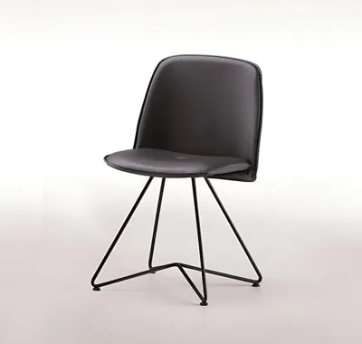 Produktbild von Schwarzer Kunstlederstuhl Designer Metallgestell Moderne Sitzstühle
