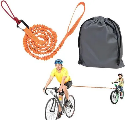 Produktbild von Kinderfahrrad-Sicherheitsleine mit Nylon-Elastik und Karabiner - Fahrrad-Sicherheitsleine für den Außenbereich - Fahrradleine für Kinder - Sicherheitsleine für Fahrräder - Oranger Leine