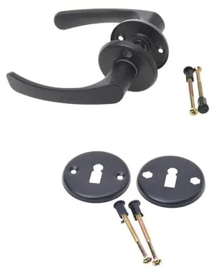 Produktbild von Aqbau® Rosettengarnitur Türgriff Set Türdrücker Drückergarnitur Türbeschlag Türklinke Schwarz (BB - Buntbart)