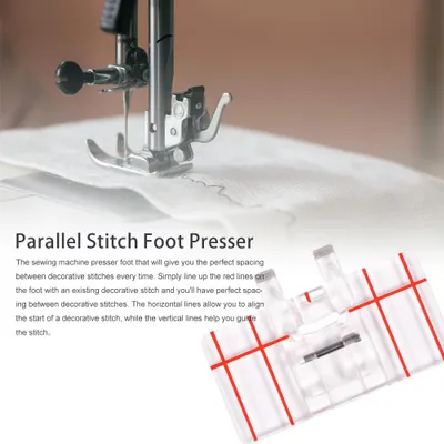 Image de Pied-de-biche en plastique transparent pour point droit, compatible avec les machines à coudre domestiques Brother