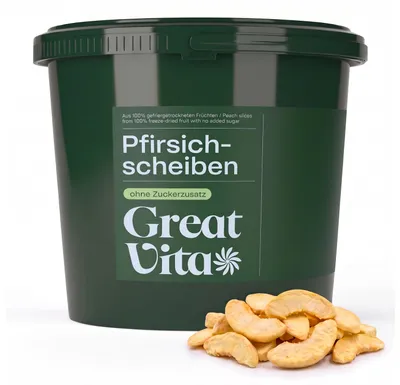 Produktbild von GreatVita Pfirsichscheiben 250g | gefriergetrocknete Pfirsich-Scheiben, ohne Zuckerzusatz
