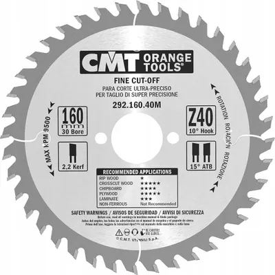 Imagen del producto de Sierra de madera CMT 160x30x40Z / Corte transversal