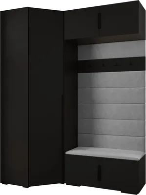 Produktbild von MEBLE KRYSPOL Inova 1 Möbelset Garderobe, 236,7x181,7x47cm - Schwarz, Manila 16, Schwarz