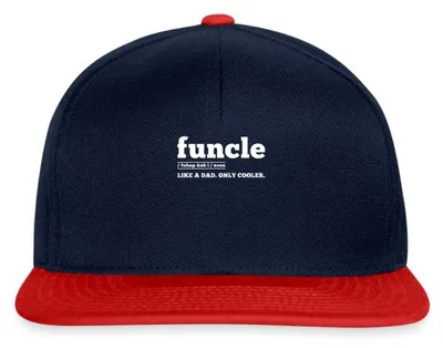 Produktbild von Spreadshirt Funcle Cooler Fun Onkel Wortspiel Snapback Cap, One size, Navy/Rot