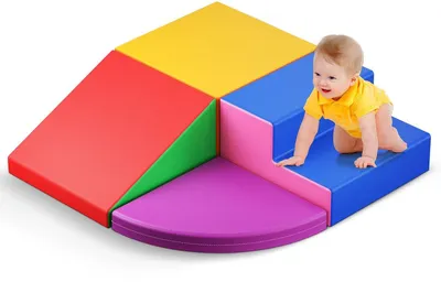 Immagine prodotto di Set di blocchi per arrampicata - 4 pezzi - Realizzati in morbida schiuma - Giocattolo sicuro per bambini, ideale per sviluppare le capacità motorie