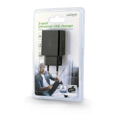 Image de Gembird Chargeur USB universel à 2 ports EG-U2C2A-03-BK Noir