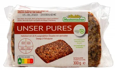 Produktbild von Mestemacher Unser Pures Hafervollkornbrot, 9er Pack (9 x 300g Packung)
