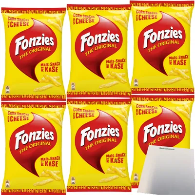 Produktbild von Fonzies Original knusprige Mais-Snack mit Käse-Geschmack 6er Pack (6x100g Packung) + usy Block