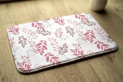 Produktbild von Badteppich Saugfähige - Badezimmer Teppich - Rutschfester Badvorleger Badematte - 90x60 cm - Blätter-Muster