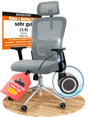 Immagine prodotto di CLOUVOU BrightSeat antracite sedia da ufficio, sedia ergonomica da scrivania, sedia direzionale, sedia da gioco, sedia girevole 150 kg - regolabile individualmente