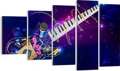Produktbild von Bild auf Leinwand - Leinwandbild - Gitarre Instrument Musik Notiz - 100x60cm - Wand Bild - Wanddeko - Leinwanddruck - Bilder - Kunstdruck - Wanddekoration - Leinwand bilder - Wandkunst - EG100x60-2724