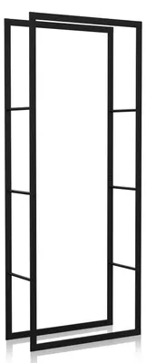 Zdjęcie produktu dla ISOISL, regał na drewno do kominka, 150 × 40 × 25 cm, metal, czarny, wolnostojący regał na drewno opałowe do kominka i pieca
