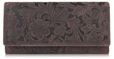 Produktbild von Damen Portemonnaie aus Leder mit Blumenmuster Vintage braun Paolo Peruzzi T-25-BR